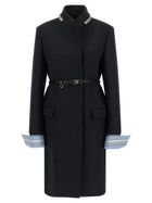 PRADA Jewel Collar Coat Blue