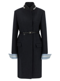 PRADA Jewel Collar Coat Blue