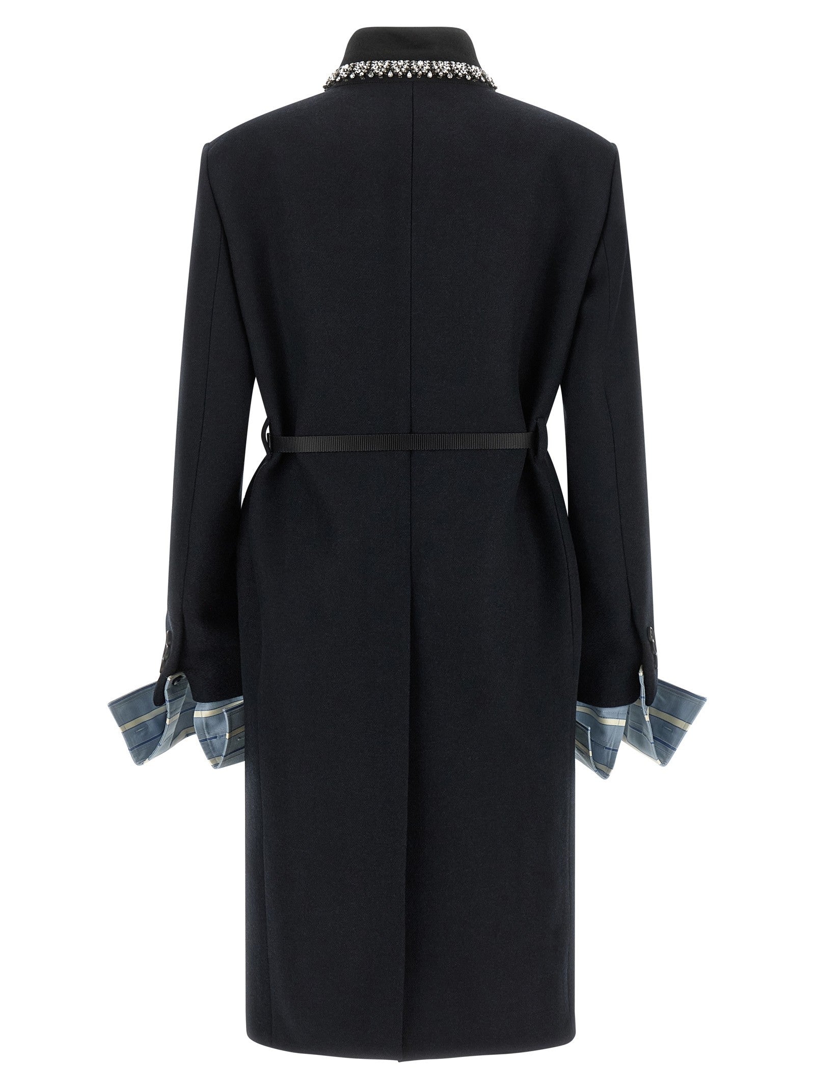 PRADA Jewel Collar Coat Blue