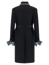 PRADA Jewel Collar Coat Blue