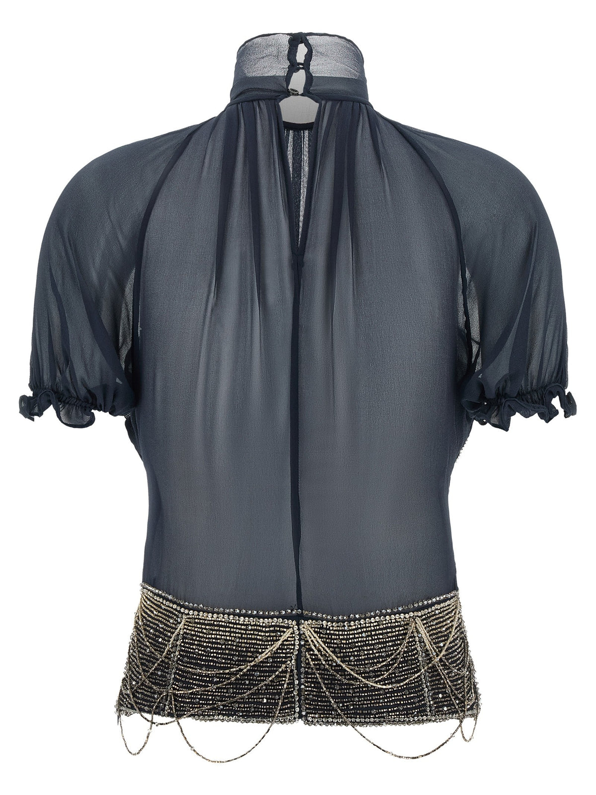 The Attico Jewel Embroidery Top Blue