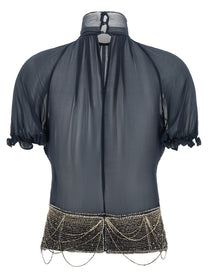 The Attico Jewel Embroidery Top Blue
