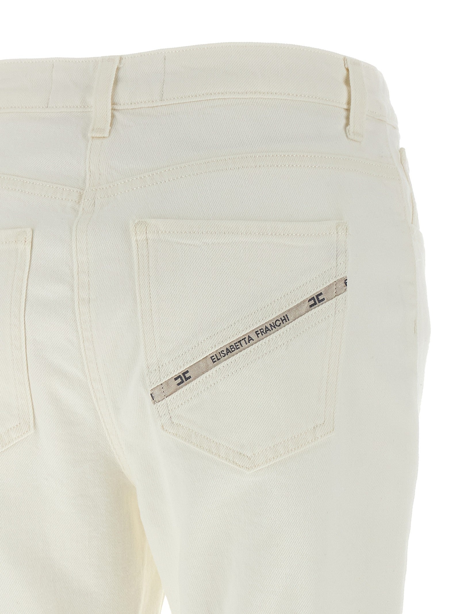 Elisabetta Franchi Jewel Padlock Jeans White