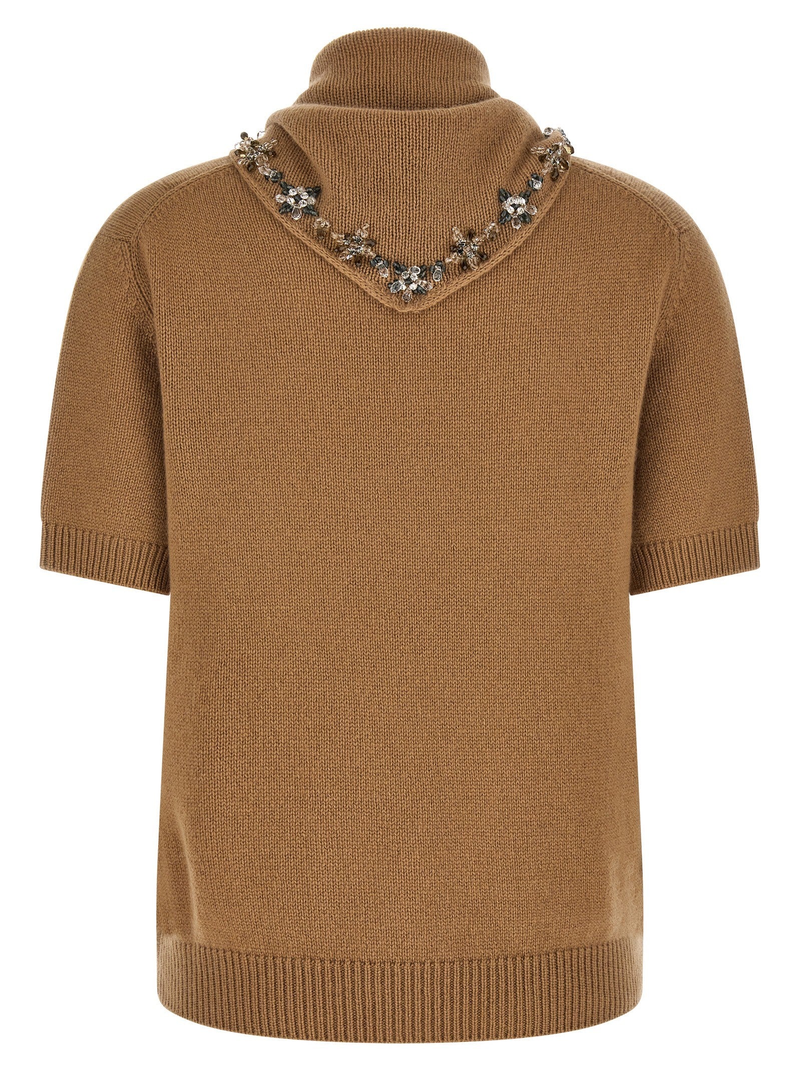 PRADA Jewel Scarf Sweater Beige