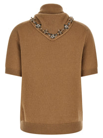 PRADA Jewel Scarf Sweater Beige