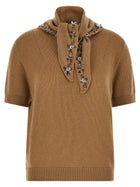PRADA Jewel Scarf Sweater Beige