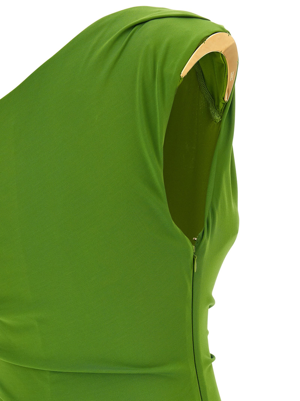 Elisabetta Franchi Jewel Shoulder Dress Green, view 5