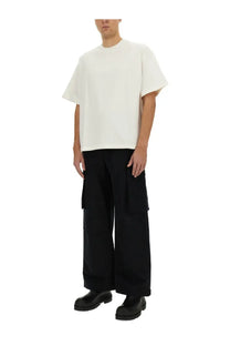 Jil Sander men’s off-white cotton shirt with short sleeves relaxed fit and subtle ribbed neckline