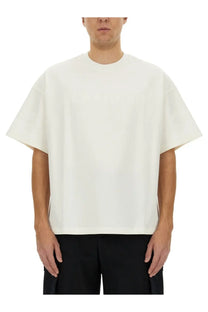 Off-white oversize crewneck t-shirt with relaxed fit and short sleeves by jil sander made from cotton