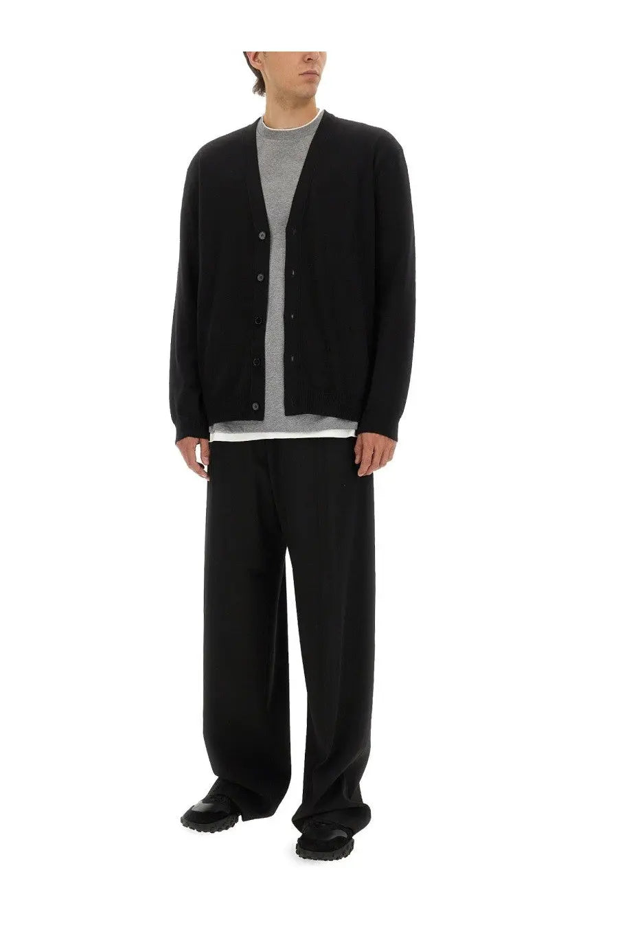 Jil Sander Men's Merino Wool Cardigan Black, view 2