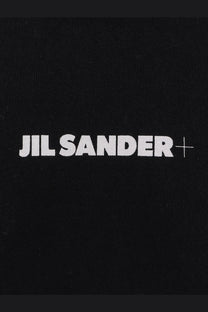 Black jil sander men’s sustainable cotton sweatshirt with bold white logo on front