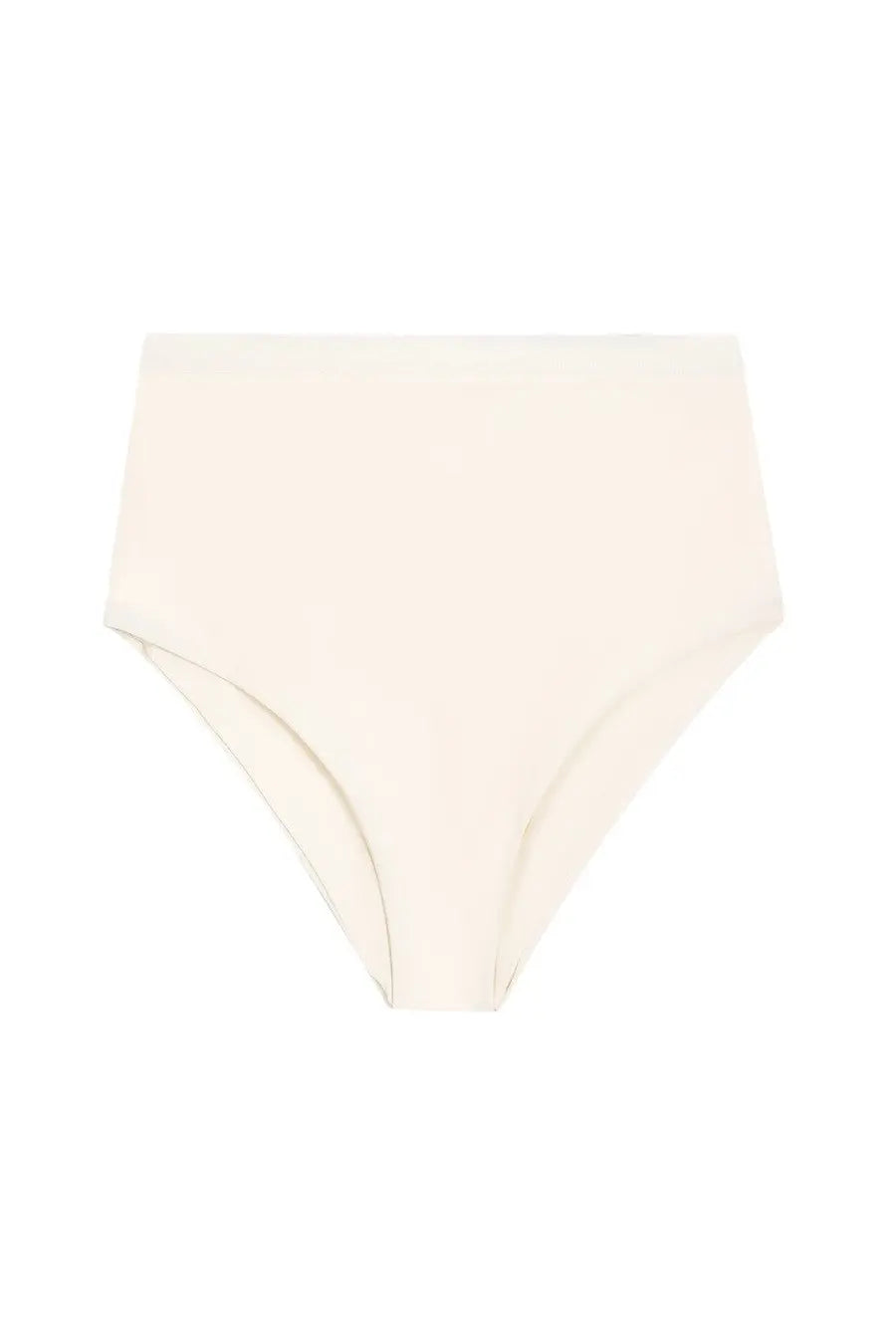 Cream-colored high-waisted jil sander women’s bikini briefs with smooth seamless design in white