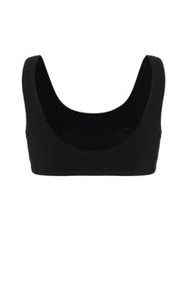 Jil Sander women’s bikini top black seamless sports bra with wide scoop neckline and supportive straps