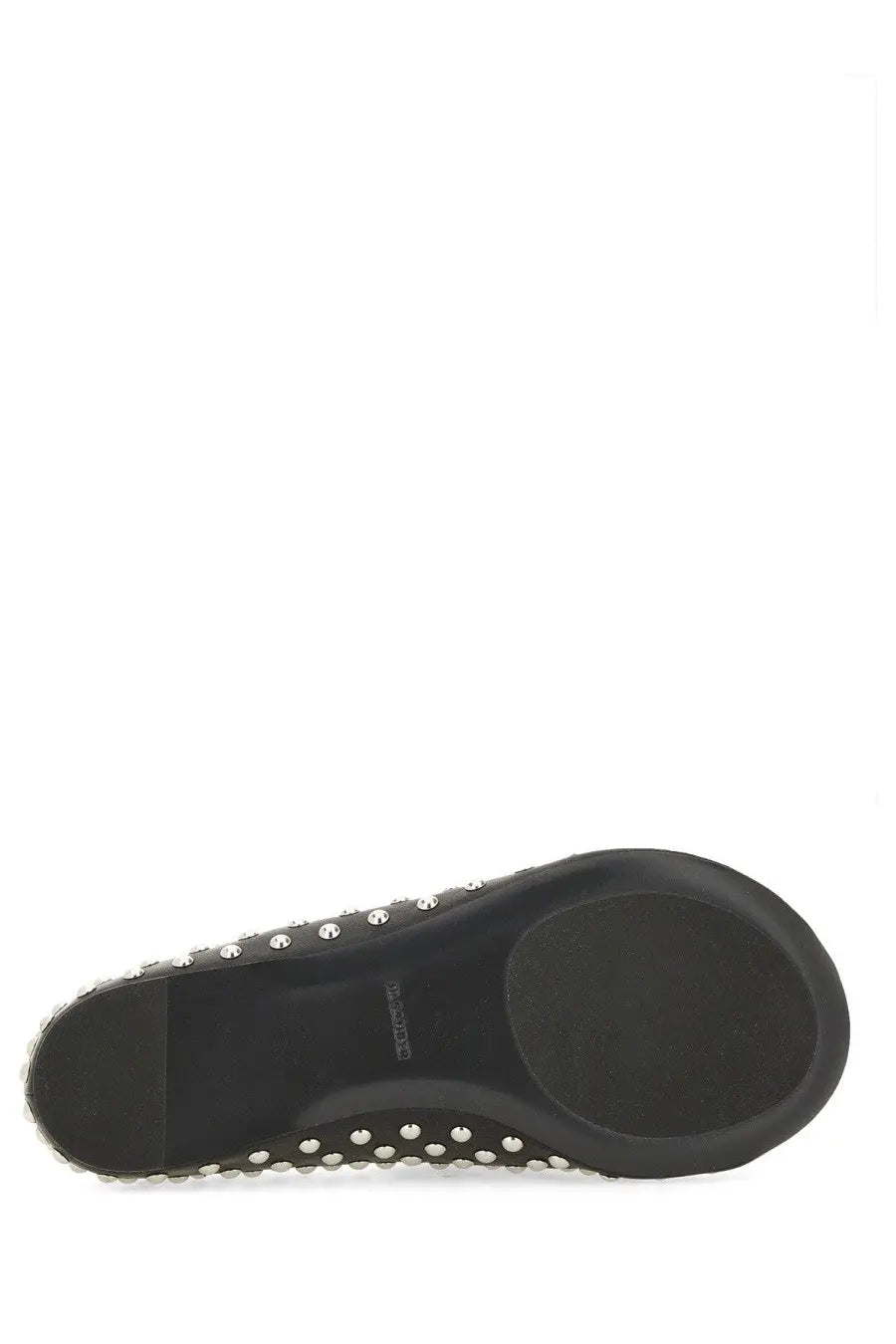 Jil Sander women’s nappa ballerina black flat shoe with silver studs along the edge in leather material