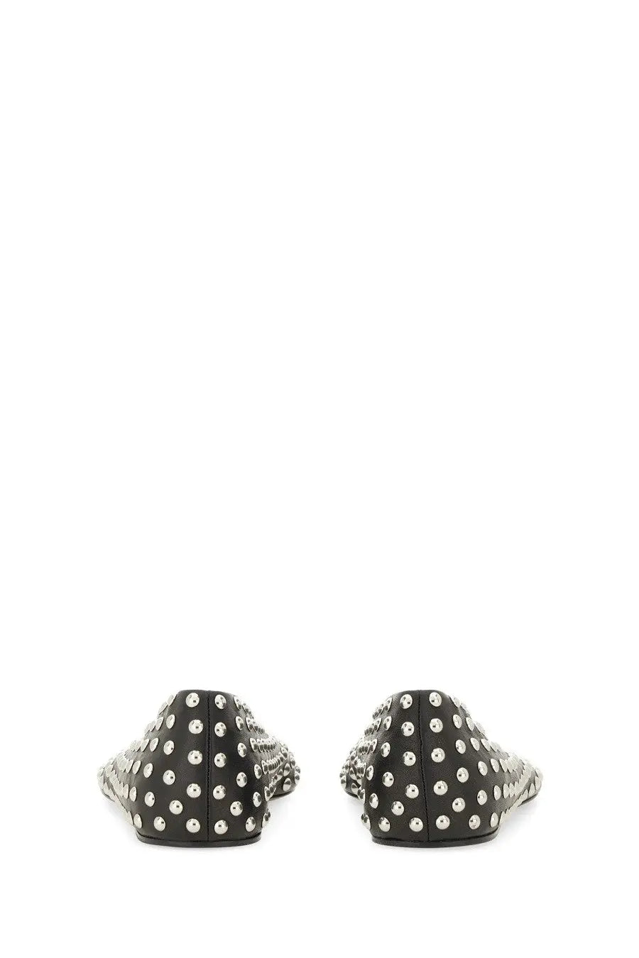 Jil Sander women’s nappa ballerina flats in black leather adorned with silver studs for stylish comfort