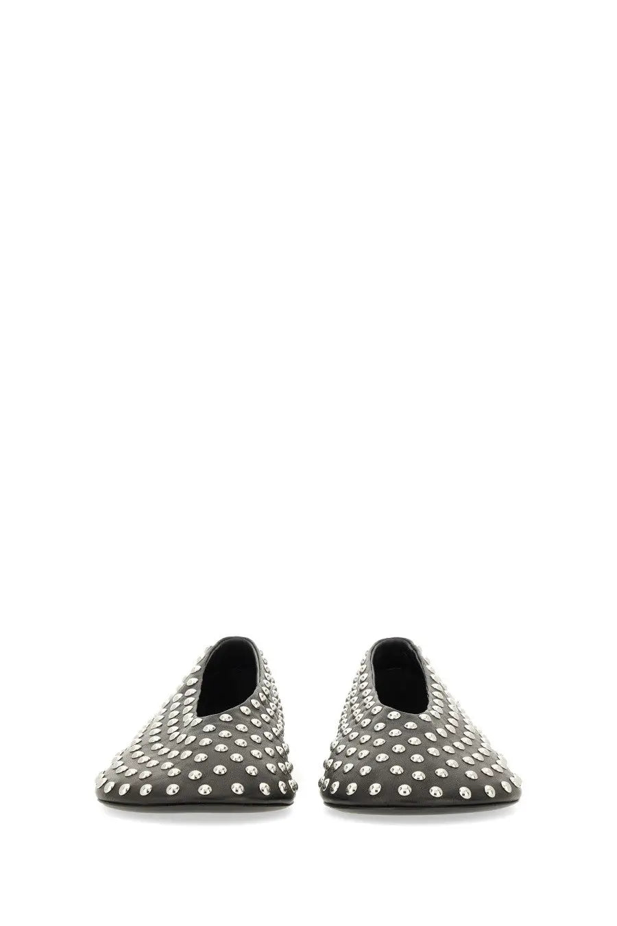 Black leather loafers with a dense pattern of silver studs jil sander women’s nappa ballerina black shoes