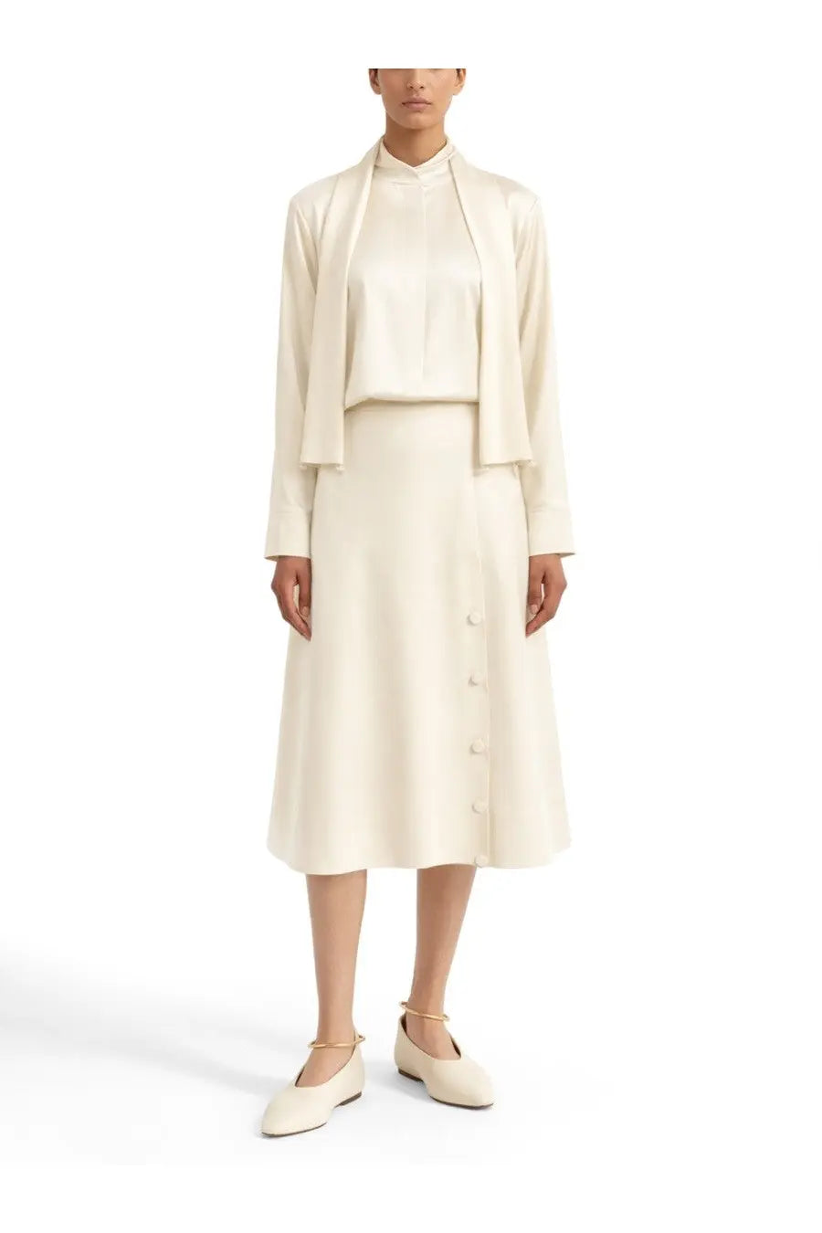 Jil Sander Women's Satin Skirt Beige, view 2