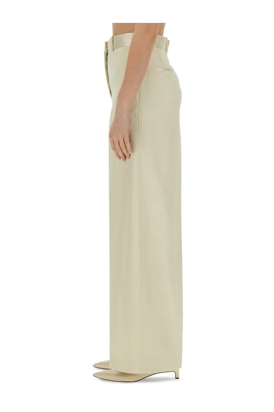 Jil sander women’s tailored pants white cream-colored wide-leg trousers with sleek fit and subtle front seam detailing