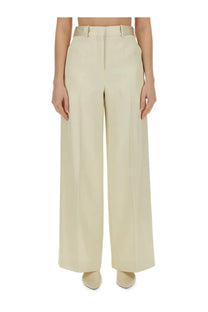Cream-colored wide-leg tailored pants with a matching belt from Jil Sander womens tailored pants white collection