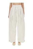 Jil Sander Women's Wide Pants in Cotton Gabardine White
