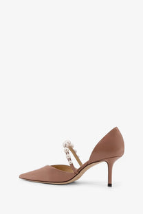 Jimmy Choo women’s aurelie patent leather pumps in white with a pearl-embellished strap mary jane style