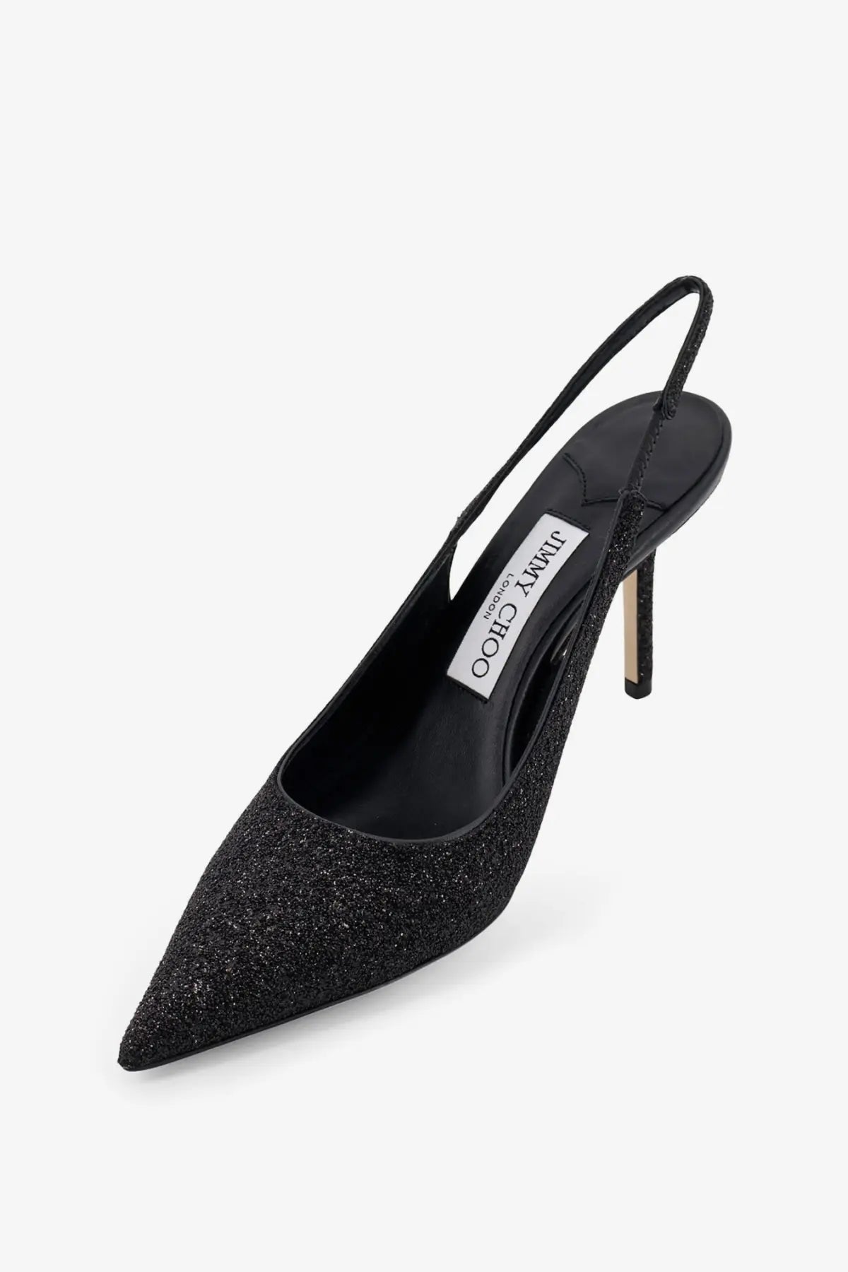 Black glittery pointed-toe slingback pump by jimmy choo from the love pumps collection for women