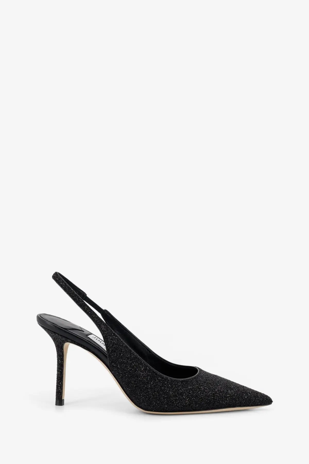 Jimmy Choo women’s love pumps black slingback pump with black glitter and slender heel