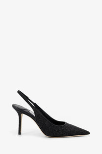 Jimmy Choo women’s love pumps black slingback pump with black glitter and slender heel