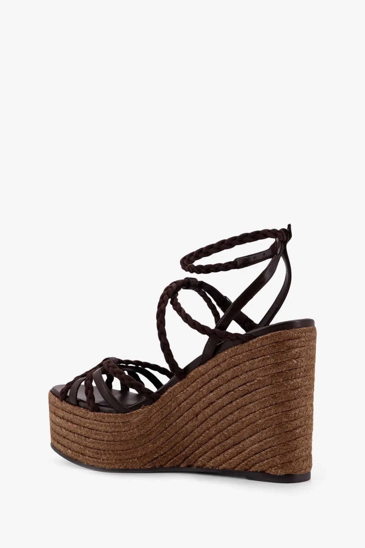 Jimmy Choo Women's Nyra Leather and Raffia Sandals Brown, view 3