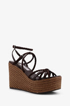 Jimmy Choo Women's Nyra Leather and Raffia Sandals Brown, view 2