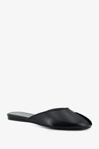 JUDE Women's Date Flat Leather Sandals Black, view 2