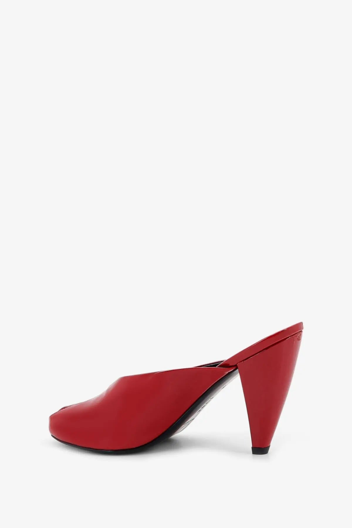 JUDE Women's Paw Mule Patent Leather Sandals Red, view 3