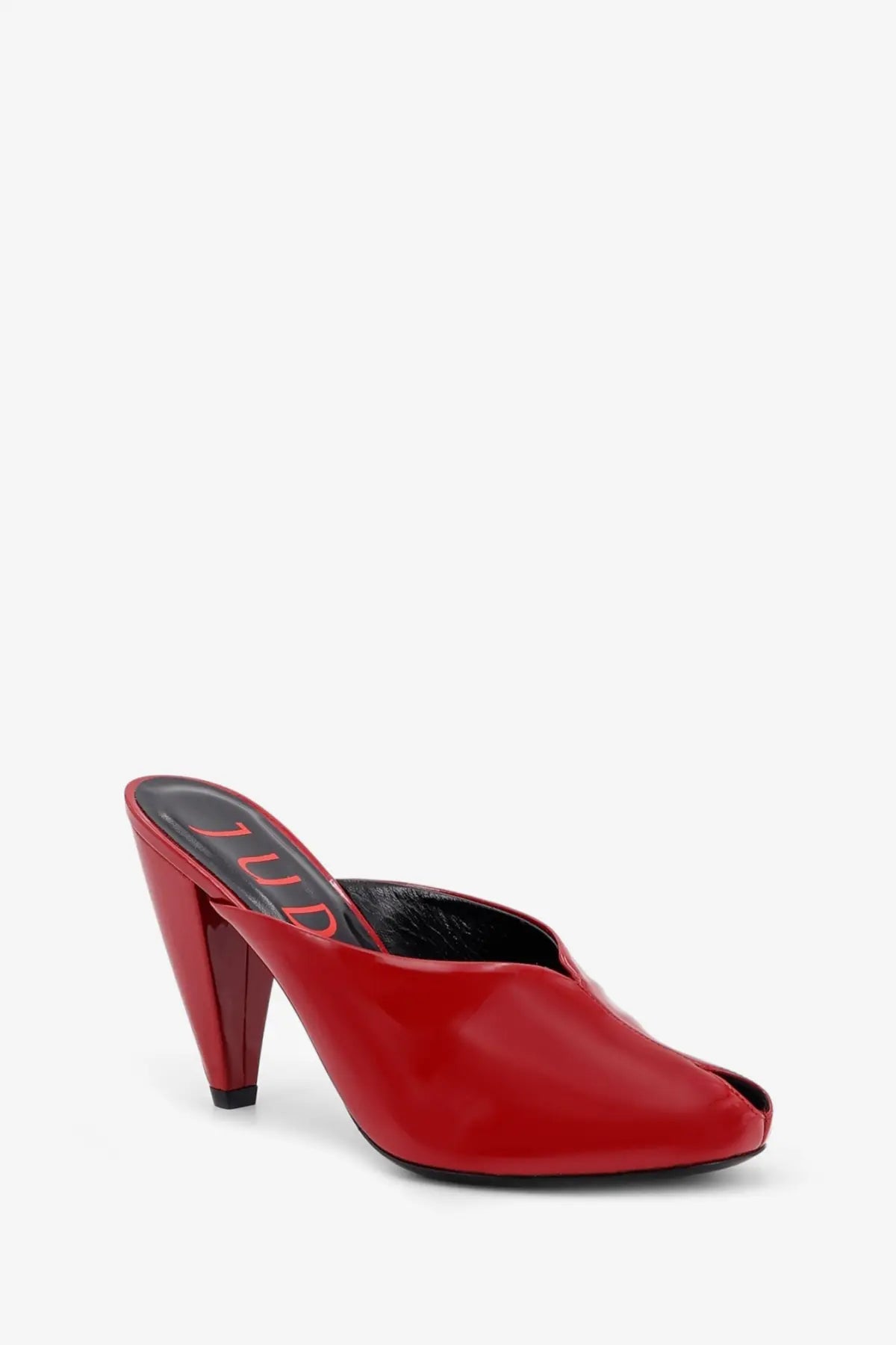JUDE Women's Paw Mule Patent Leather Sandals Red, view 2