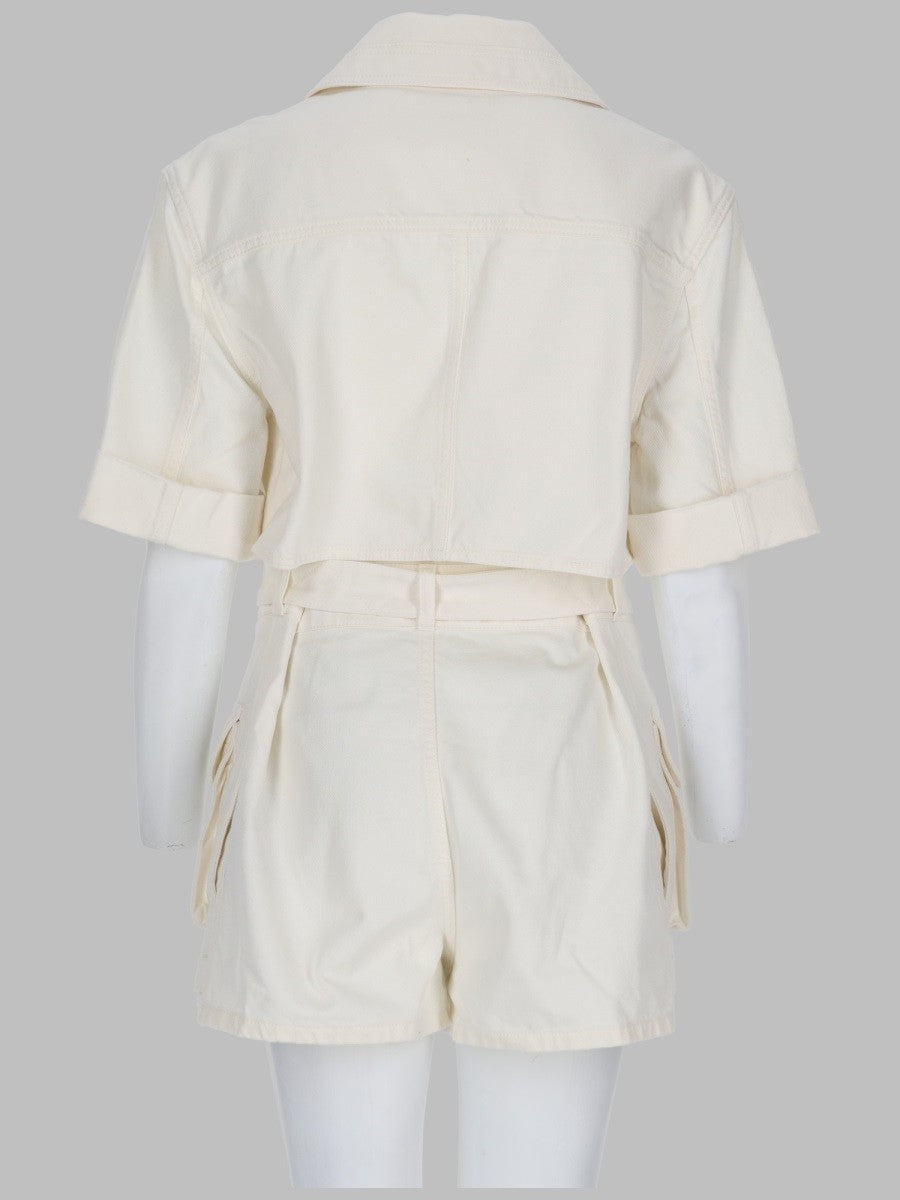 Balmain Women's Jumpsuit Con Cintura in Denim White