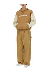 Tan and cream carhartt color-blocked hoodie with contrasting sleeves for men by junya watanabe man