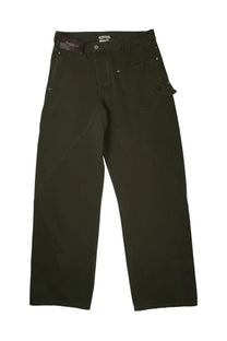 Jw anderson men’s jeans twisted workwear green dark olive green work pants with reinforced stitching and rugged design