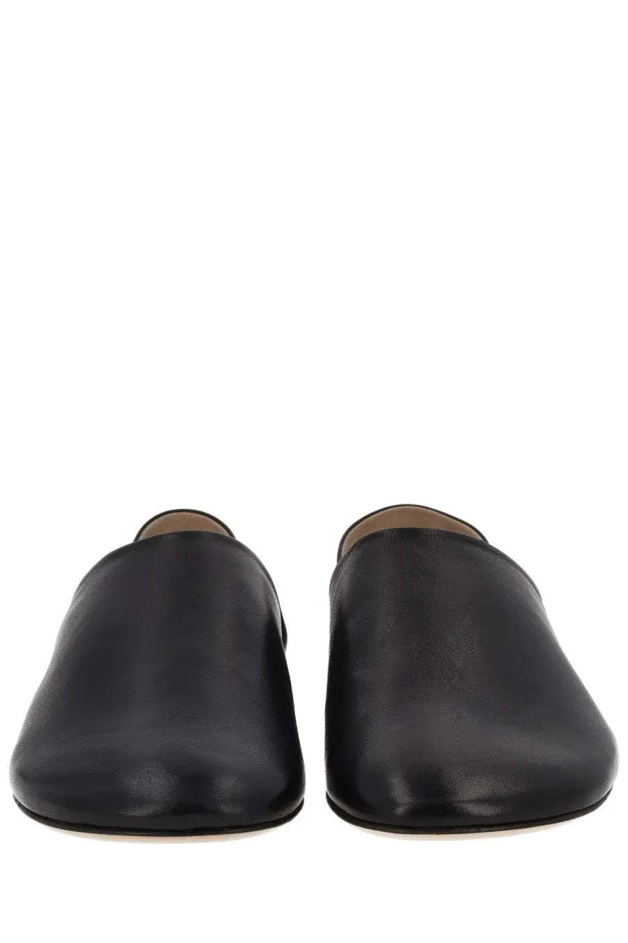 Jw anderson men’s black leather slip-on mules with a smooth minimalist design