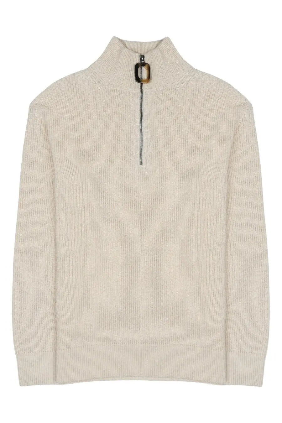 JW Anderson Unisex Zip Wool Cotton Sweater Beige