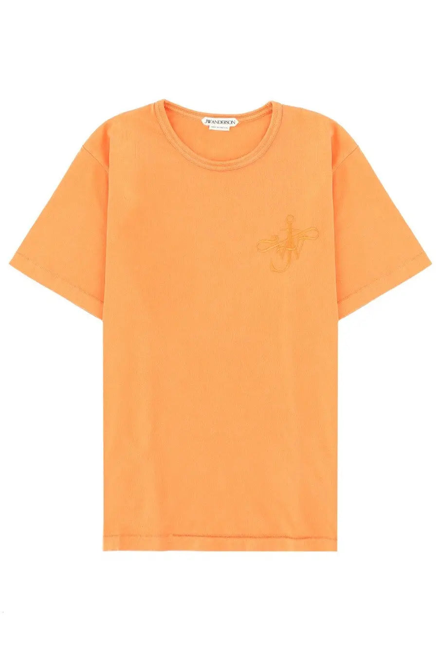 Jw anderson men’s orange short-sleeved shirt featuring a vibrant color and subtle embroidered logo on the left chest