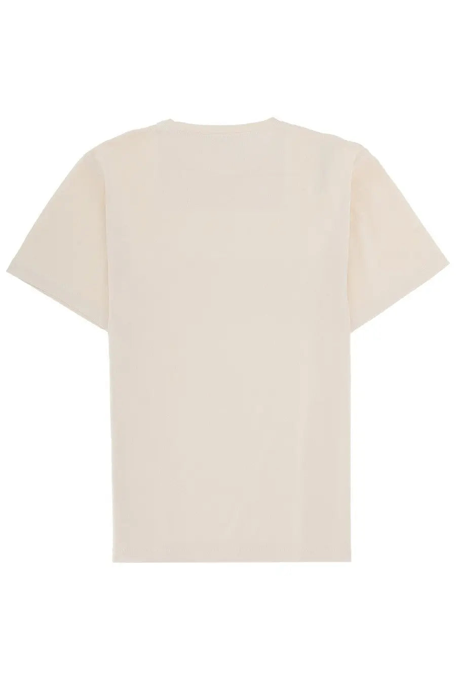 Cream-colored cotton t-shirt with minimalist design in jw anderson men’s shirt pink collection front view