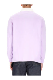Lavender JW Anderson men’s long-sleeved polo shirt with white collar in soft cotton for casual wear