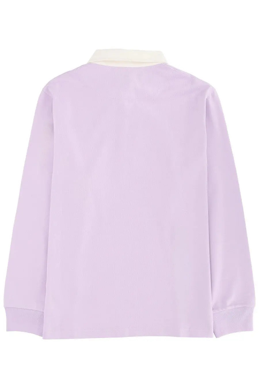 Jw anderson men’s super super polo shirt in soft lavender with cream collar long sleeves casual wear