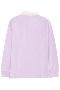Jw anderson men’s super super polo shirt in soft lavender with cream collar long sleeves casual wear