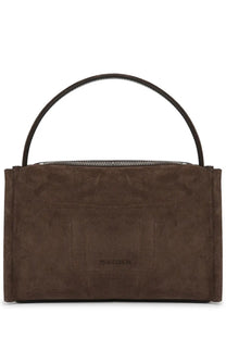 Jw anderson women’s borsa loafer small brown suede handbag with sleek circular handle and subtle stitching details