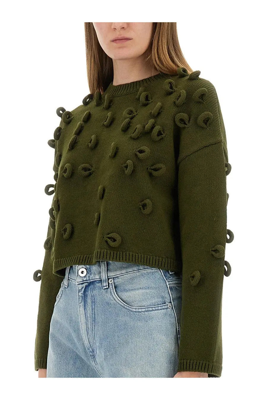 JW Anderson Women's Loop Cropped Jersey Green, view 4