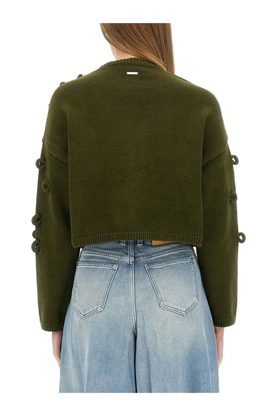 JW Anderson Women's Loop Cropped Jersey Green, view 3
