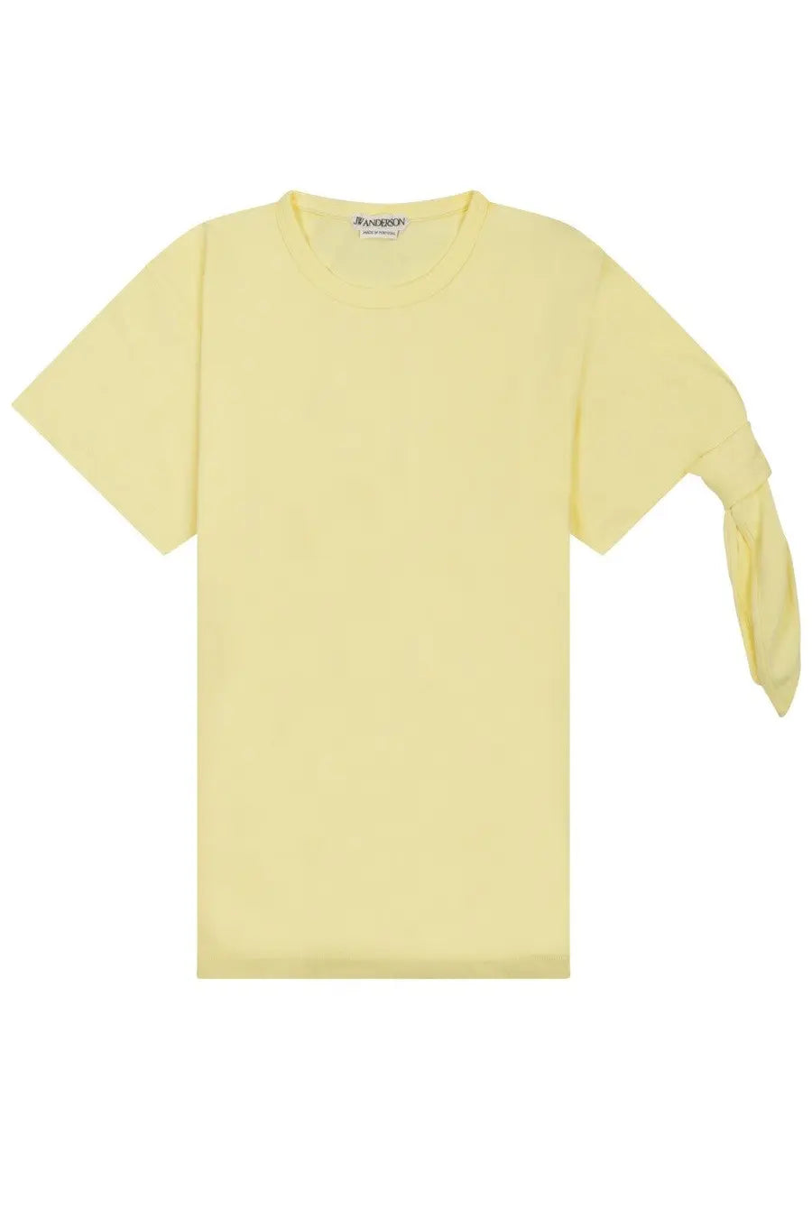 Jw anderson women’s pale yellow short-sleeved shirt with distinctive ruched sleeve detail for casual wear
