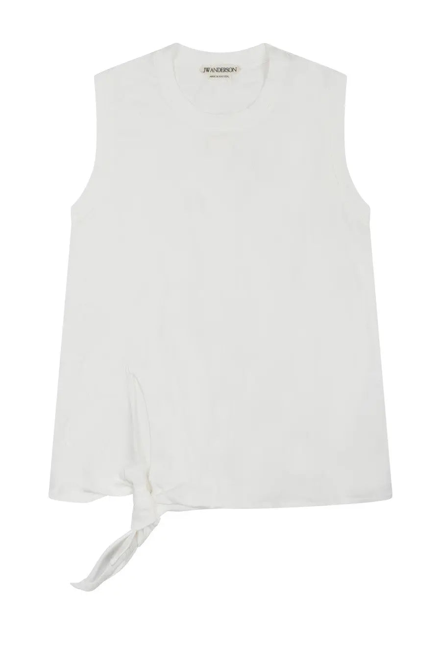 White sleeveless tank top with tied side detail by JW Anderson featuring lightweight fabric for women
