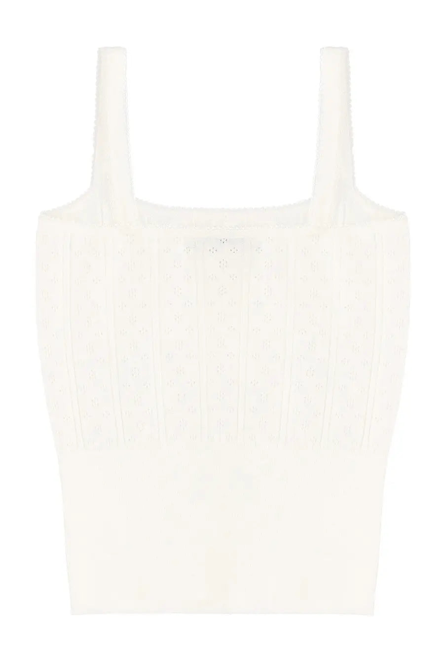 Jw anderson women’s cream-colored ribbed knit crop top with thin straps and square neckline in white
