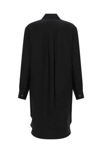 Jw anderson women’s tuxedo drape midi dress black long-sleeved shirt dress with classic collar and buttoned cuffs